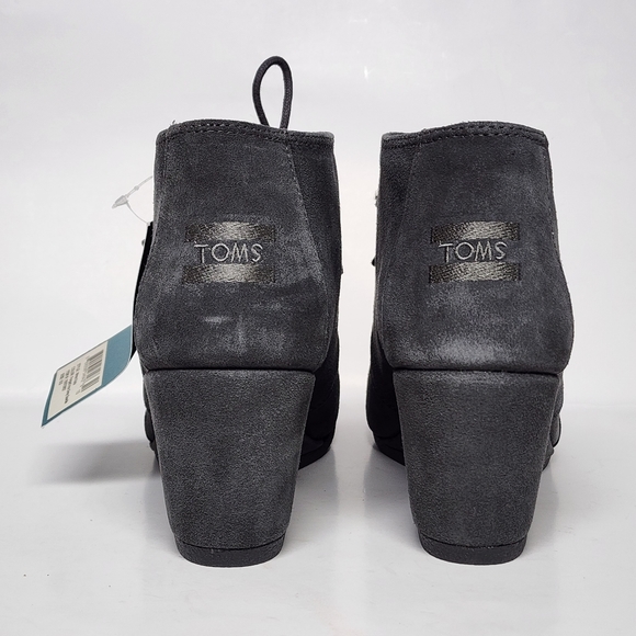 NEW TOMS Suede Wedge Booties size 9.5 - Picture 6 of 10